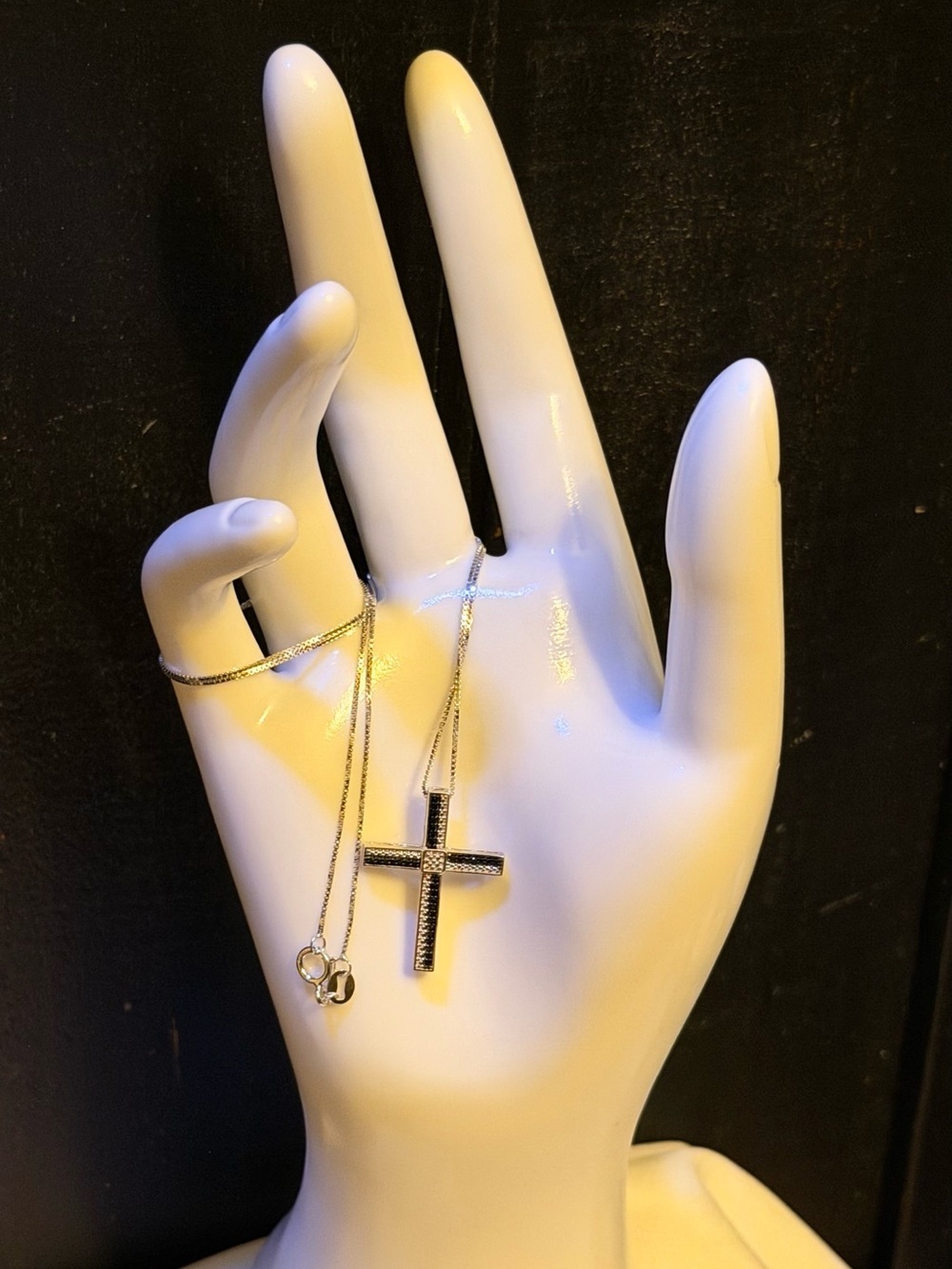 Black Diamond Cross Necklace 0.12 CTW 18 Inch Necklace